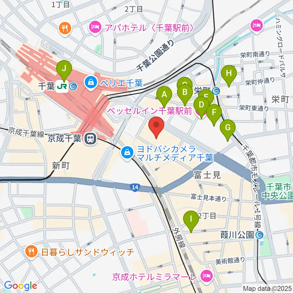 島村楽器 千葉店周辺のホテル一覧地図