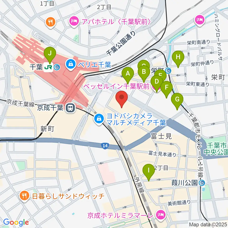 島村楽器 千葉店周辺のホテル一覧地図