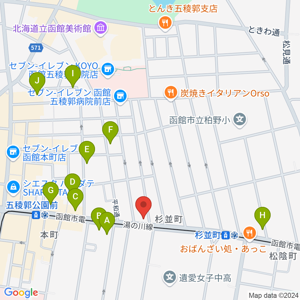 カワイ函館ショップ周辺のホテル一覧地図