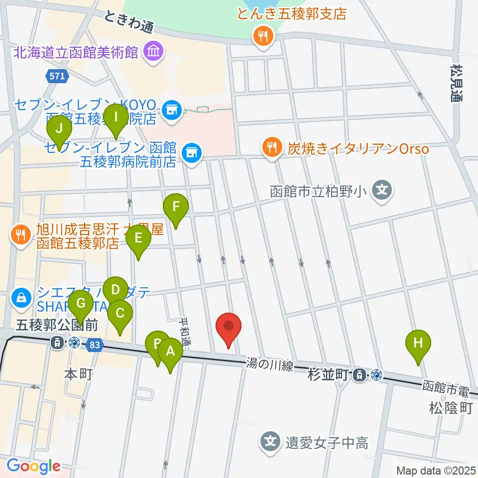カワイ函館ショップ周辺のホテル一覧地図