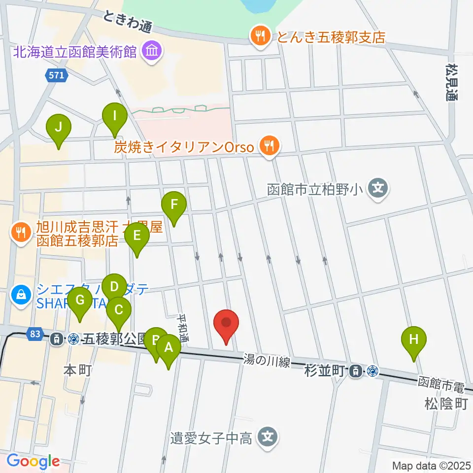 カワイ函館ショップ周辺のホテル一覧地図
