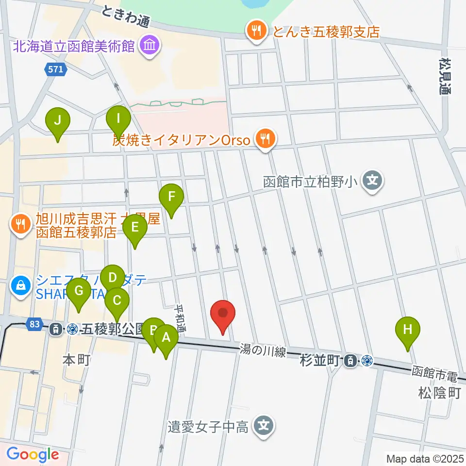 カワイ函館ショップ周辺のホテル一覧地図