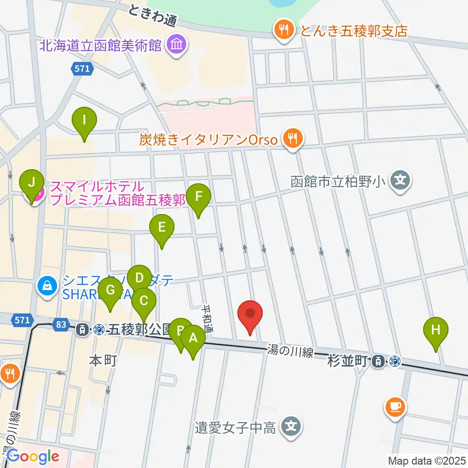 カワイ函館ショップ周辺のホテル一覧地図