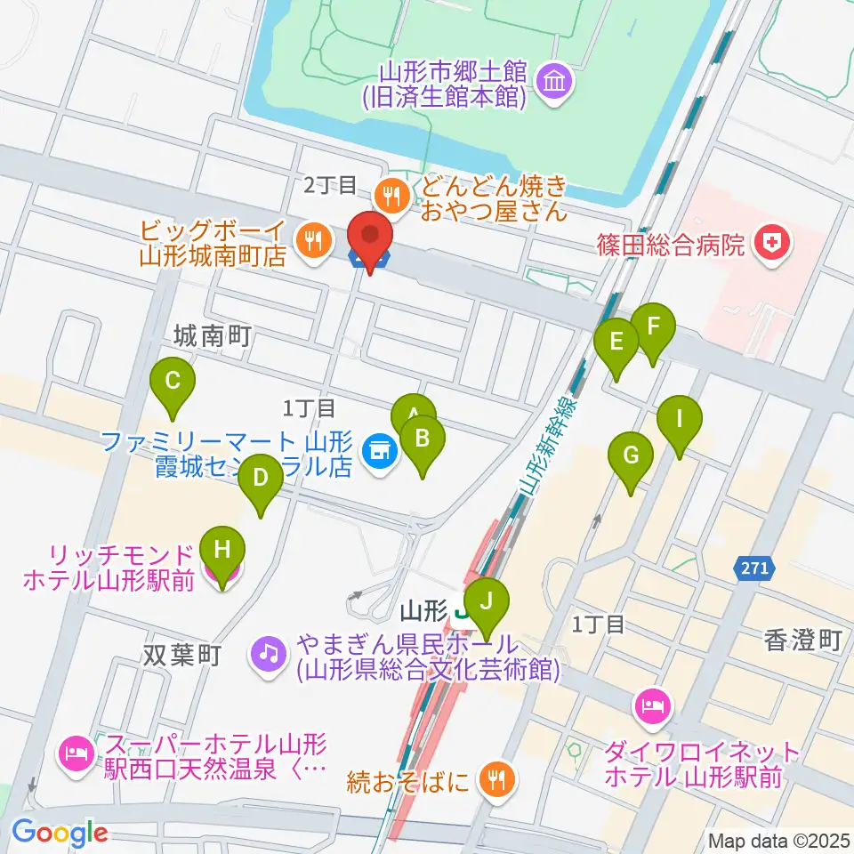 カワイ山形ショップ周辺のホテル一覧地図