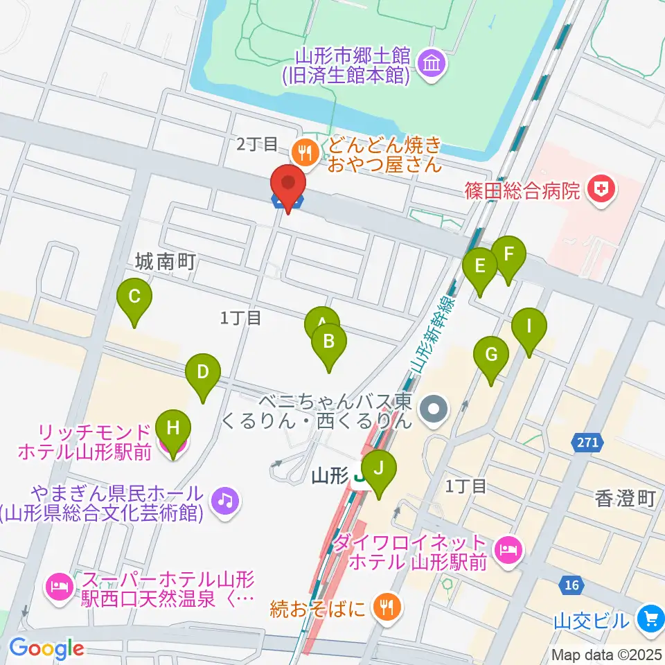 カワイ山形ショップ周辺のホテル一覧地図
