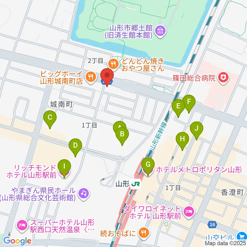 カワイ山形ショップ周辺のホテル一覧地図