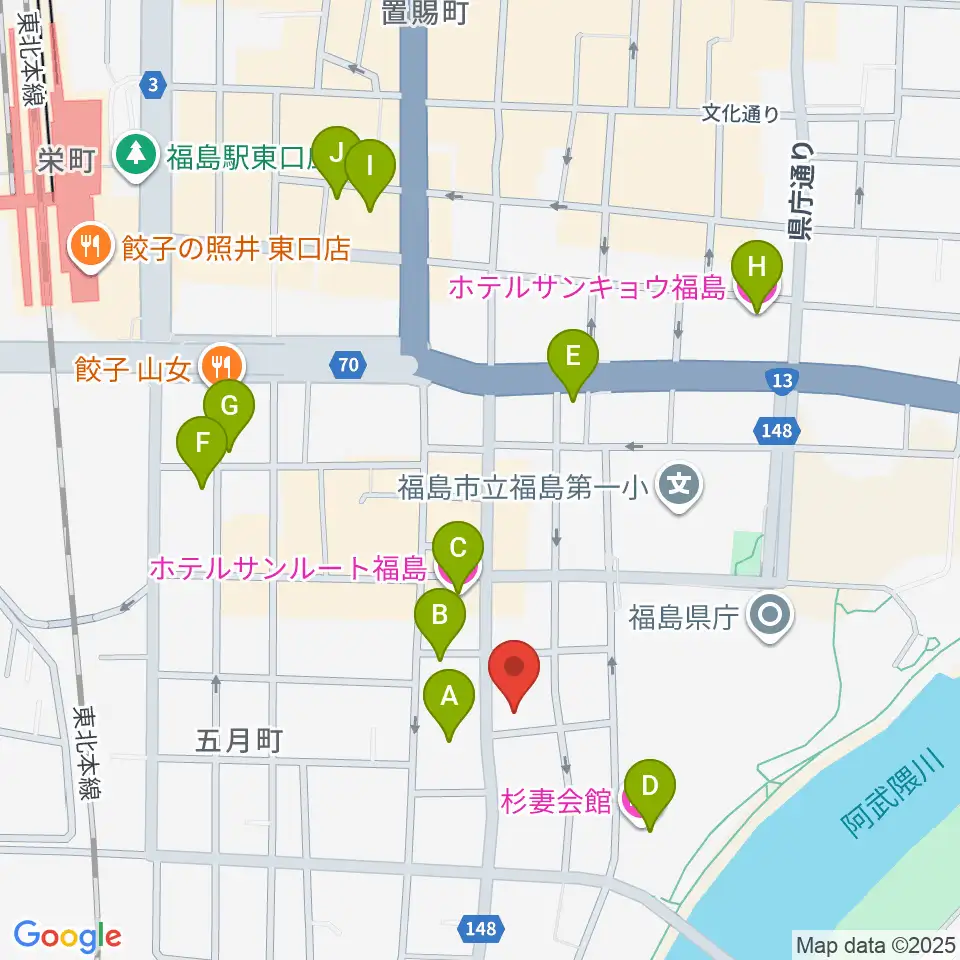 カワイ福島ショップ周辺のホテル一覧地図