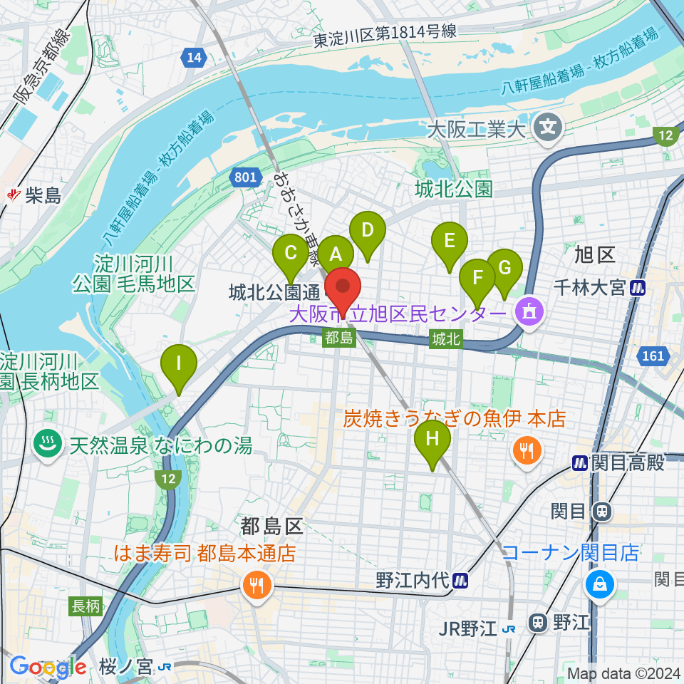 都島L-WISE周辺のホテル一覧地図