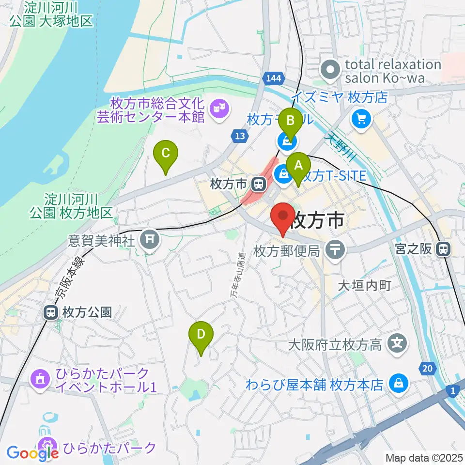 大東楽器 枚方店周辺のホテル一覧地図