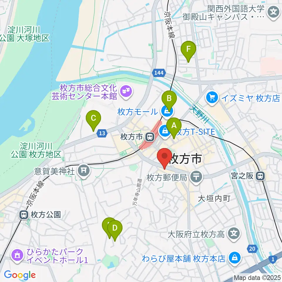 大東楽器 枚方店周辺のホテル一覧地図