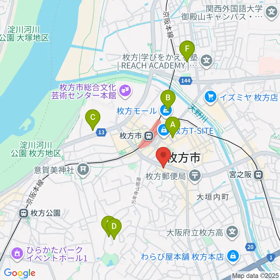 大東楽器 枚方店周辺のホテル一覧地図
