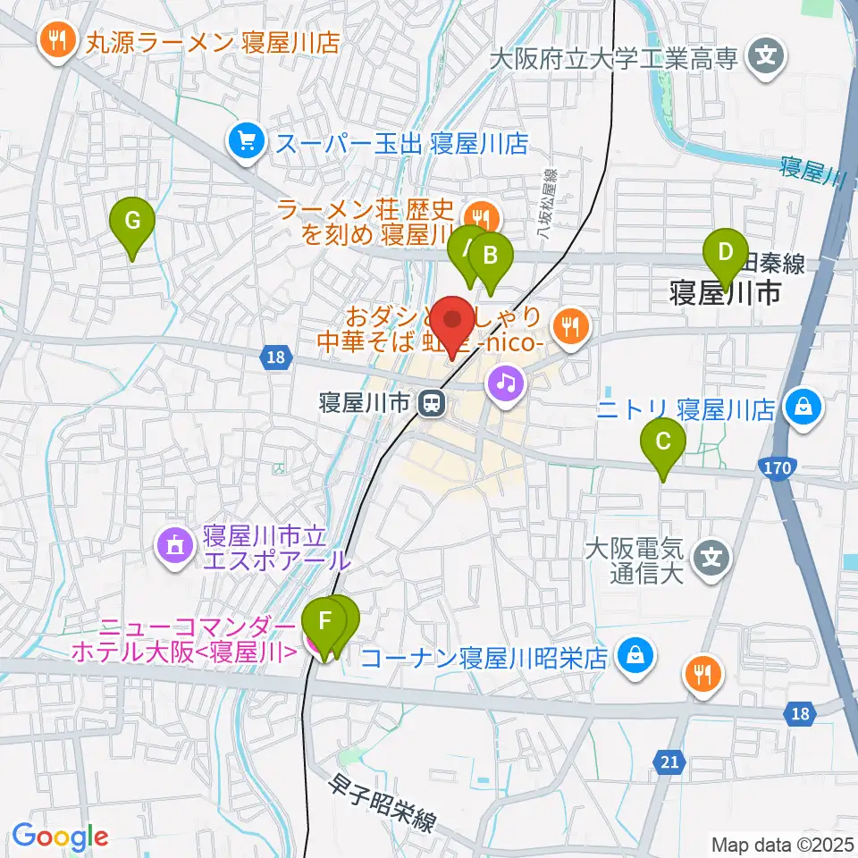 大東楽器 寝屋川店周辺のホテル一覧地図
