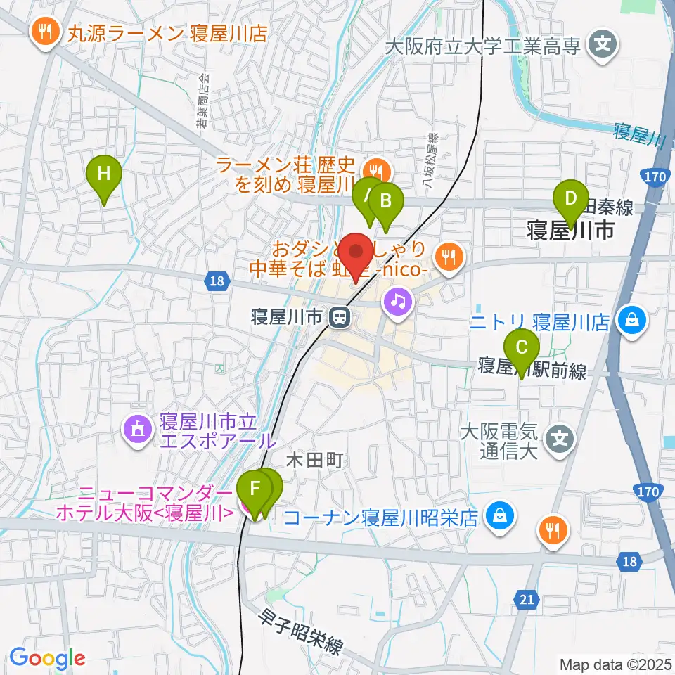 大東楽器 寝屋川店周辺のホテル一覧地図