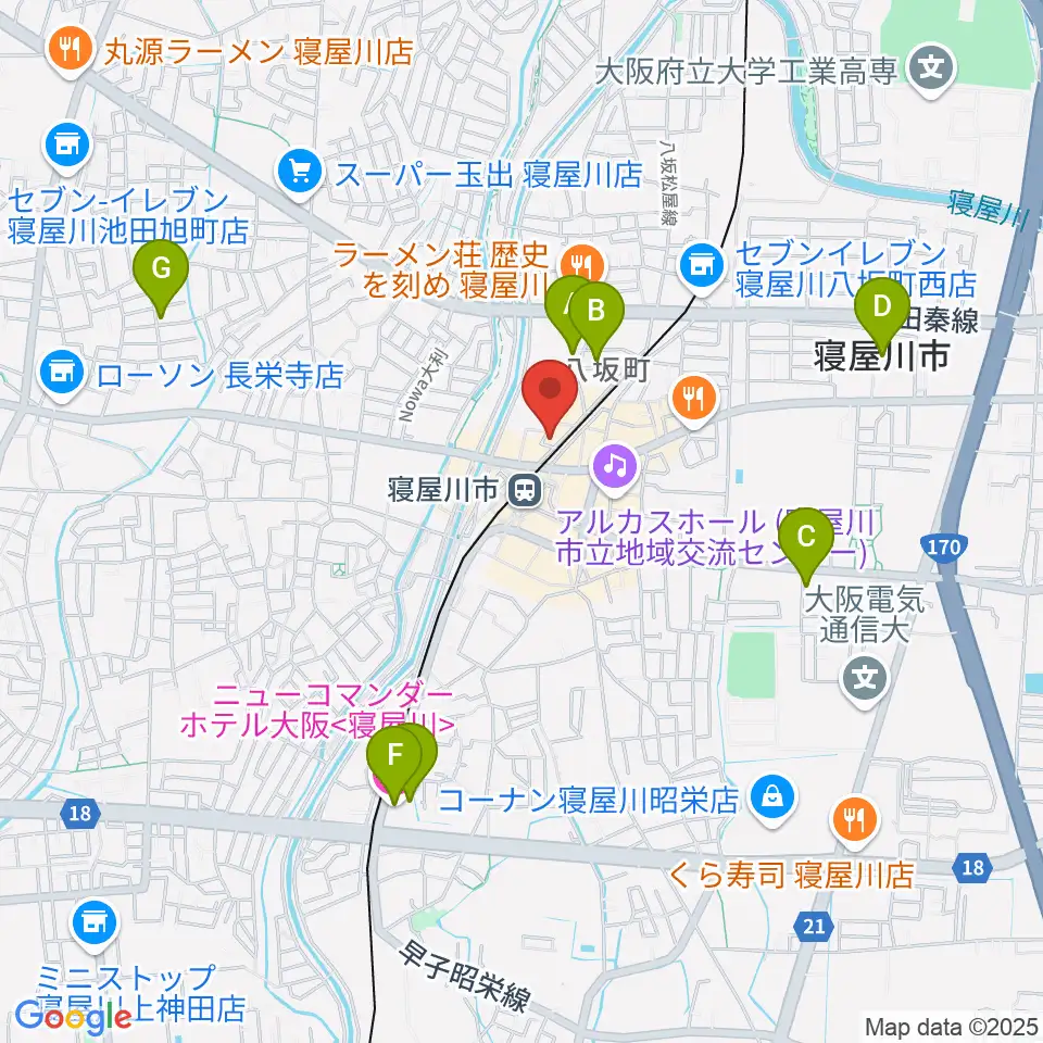 大東楽器 寝屋川店周辺のホテル一覧地図