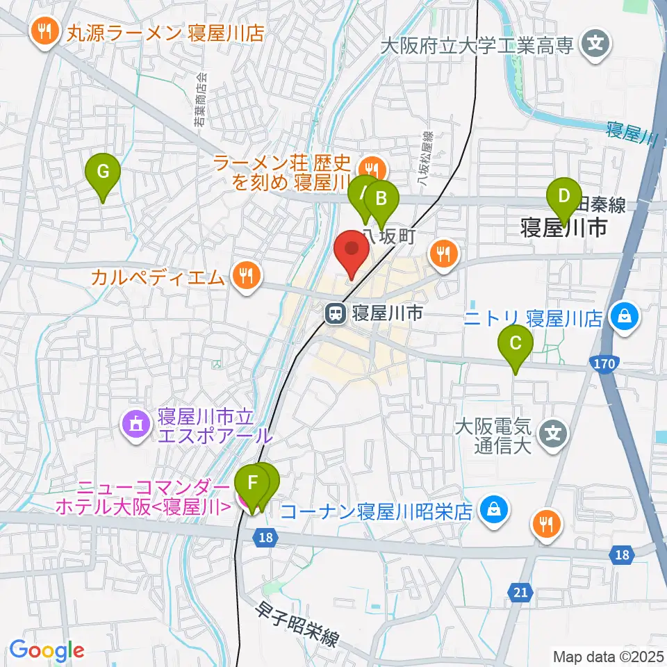 大東楽器 寝屋川店周辺のホテル一覧地図