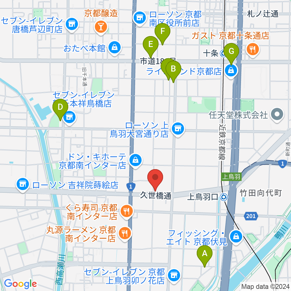 カワイ京都ショップ周辺のホテル一覧地図