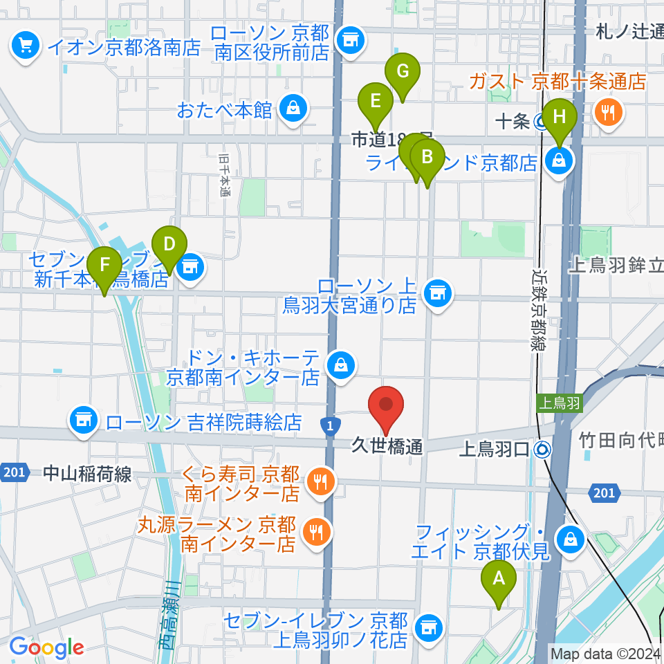 カワイ京都ショップ周辺のホテル一覧地図