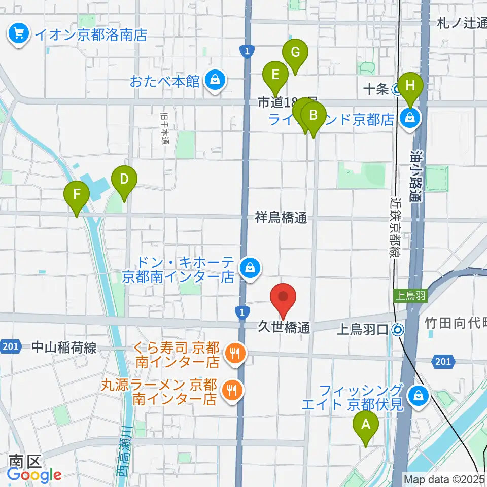 カワイ京都ショップ周辺のホテル一覧地図