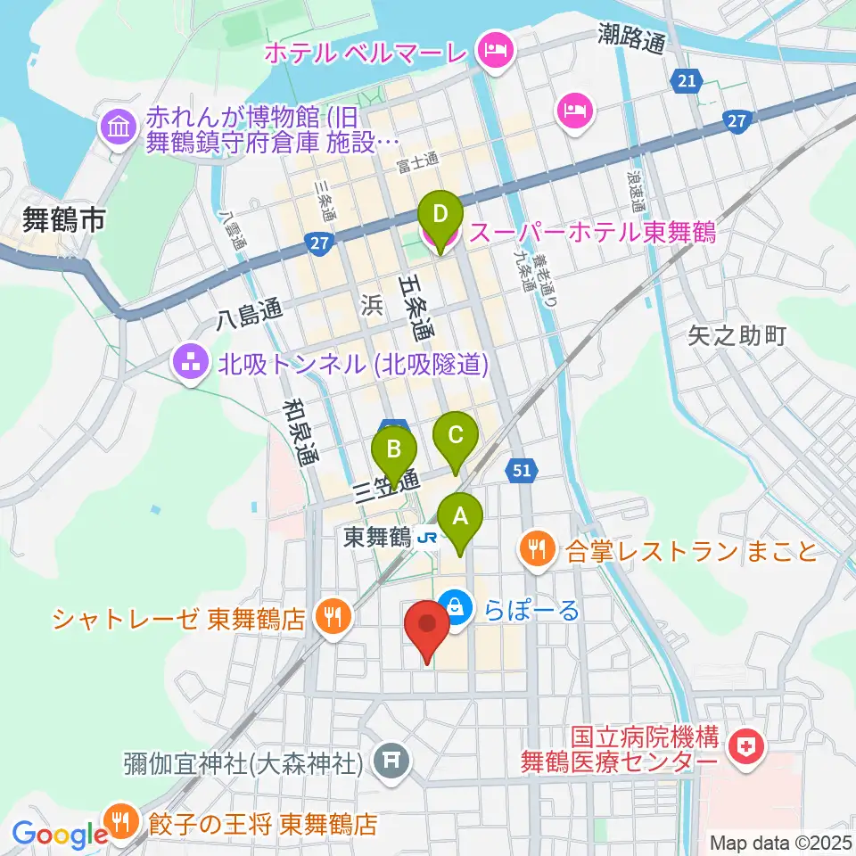 カワイ舞鶴ショップ周辺のホテル一覧地図