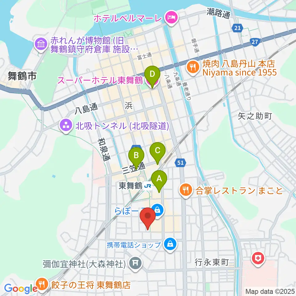 カワイ舞鶴ショップ周辺のホテル一覧地図
