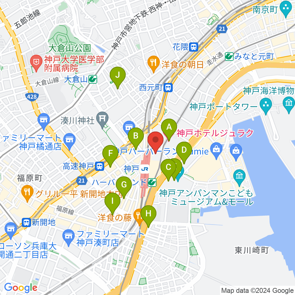 カワイ神戸ショップ周辺のホテル一覧地図