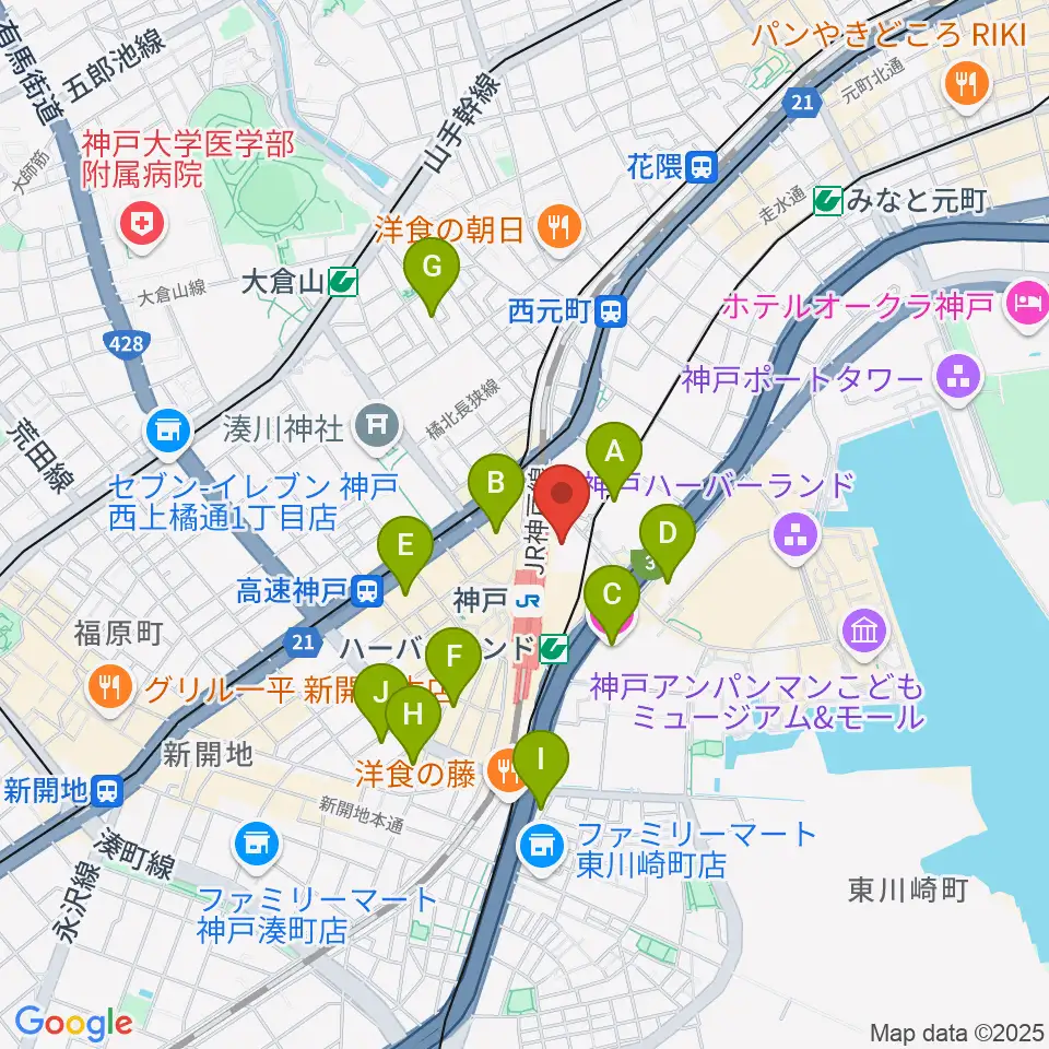 カワイ神戸ショップ周辺のホテル一覧地図