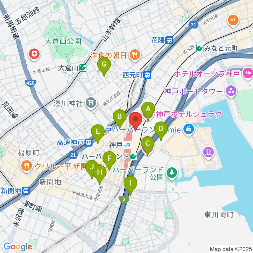 カワイ神戸ショップ周辺のホテル一覧地図