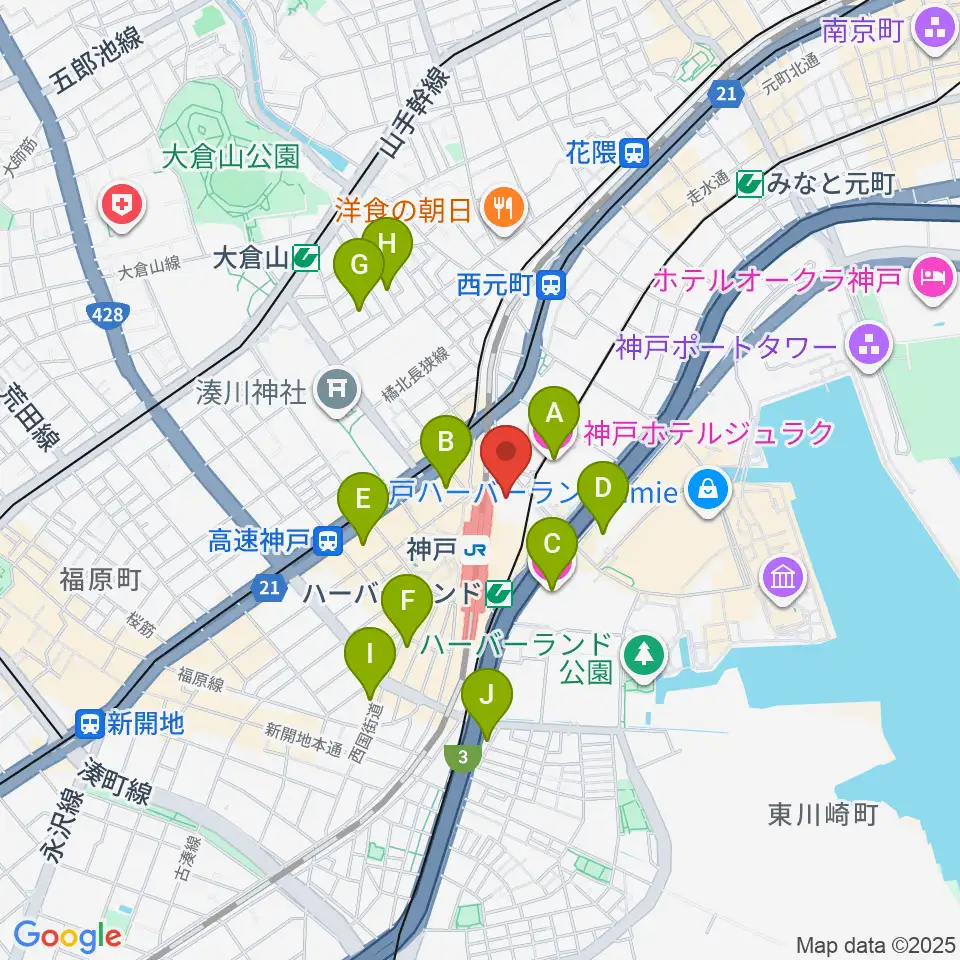 カワイ神戸ショップ周辺のホテル一覧地図