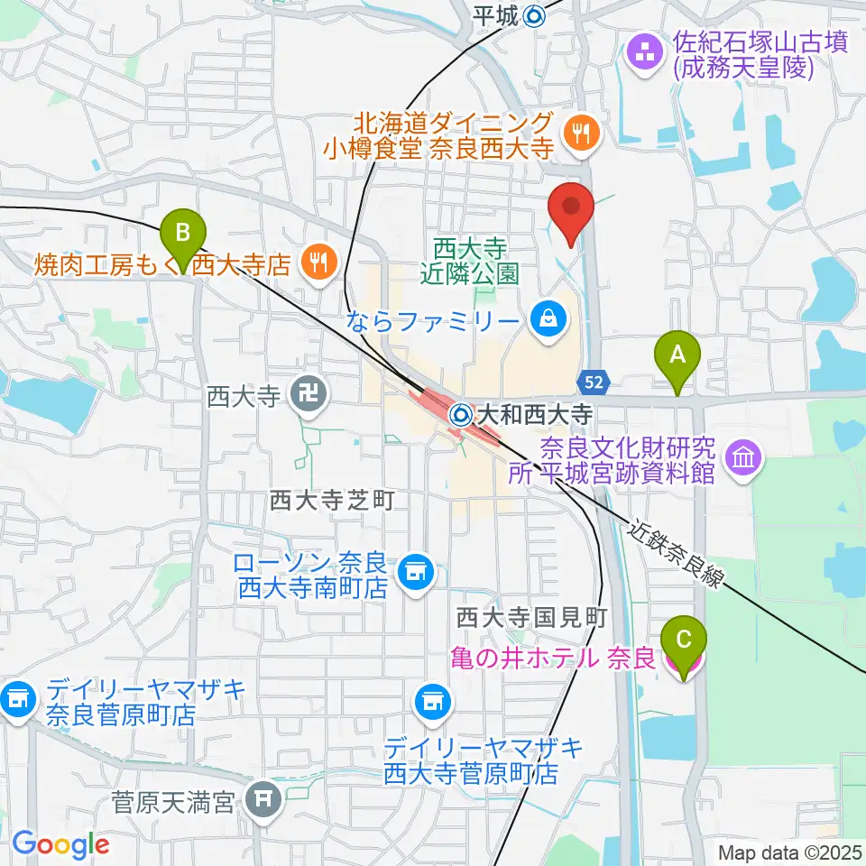 カワイ奈良ショップ周辺のホテル一覧地図