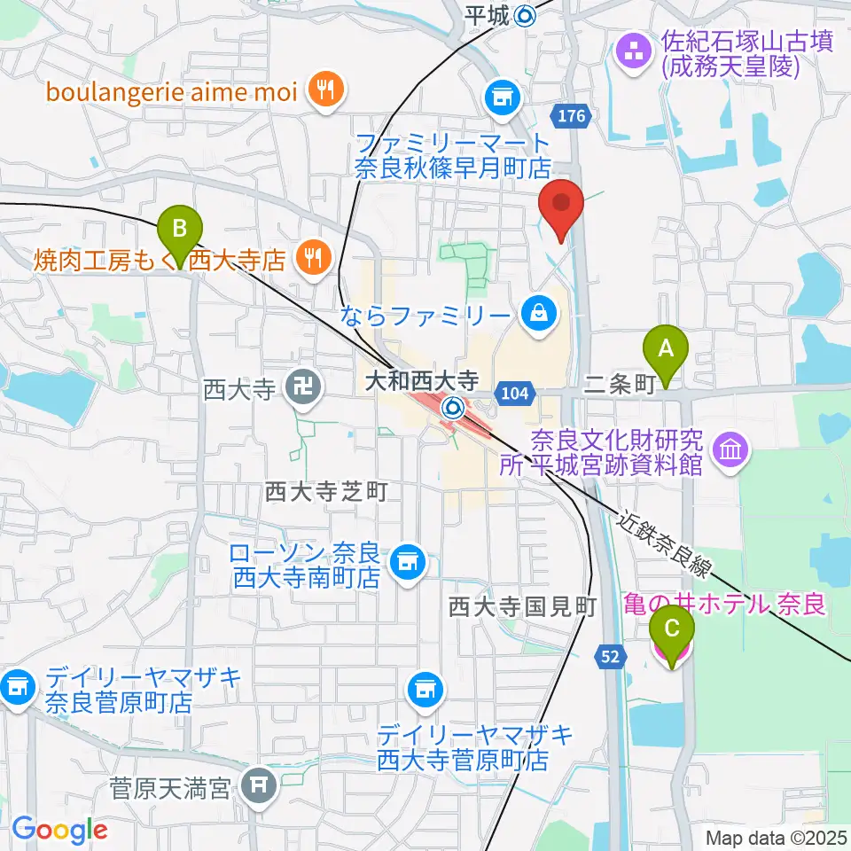 カワイ奈良ショップ周辺のホテル一覧地図