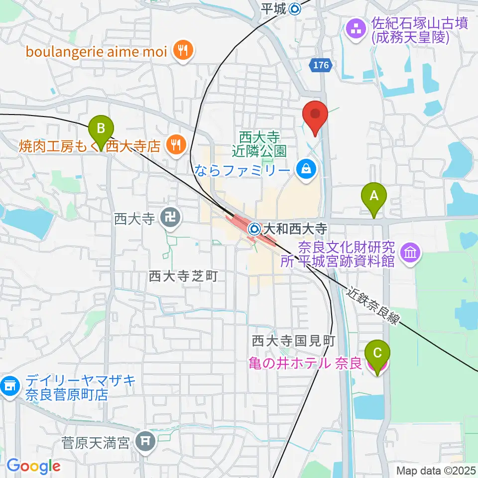 カワイ奈良ショップ周辺のホテル一覧地図
