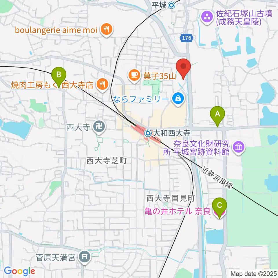カワイ奈良ショップ周辺のホテル一覧地図