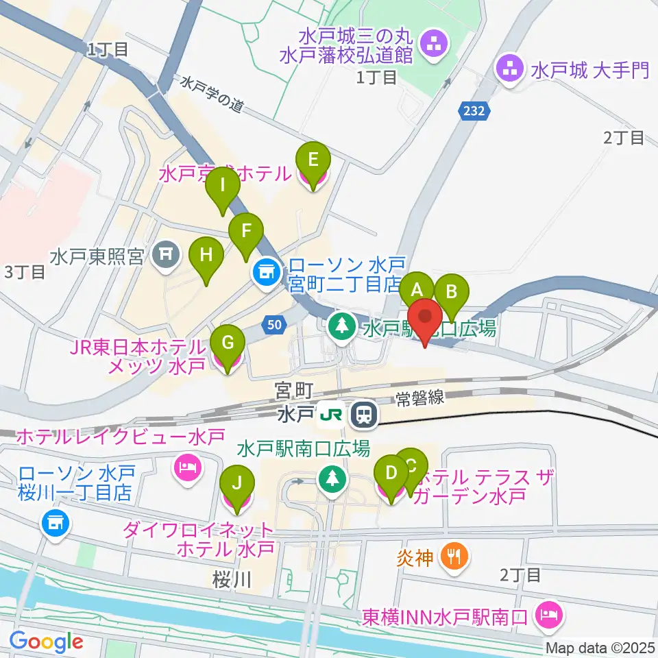 島村楽器 水戸マイム店周辺のホテル一覧地図