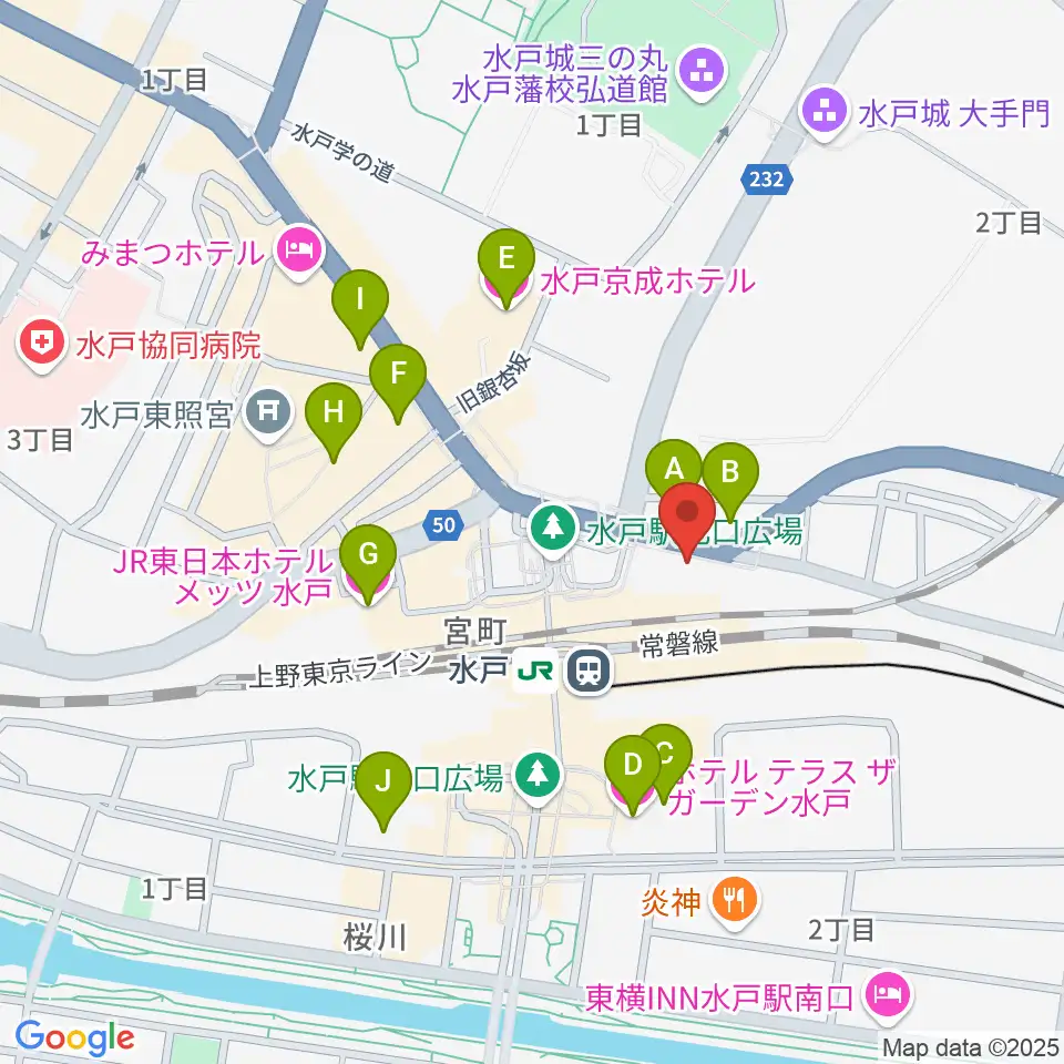 島村楽器 水戸マイム店周辺のホテル一覧地図