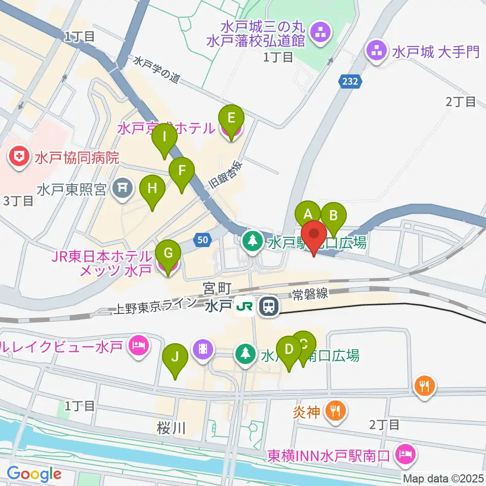 島村楽器 水戸マイム店周辺のホテル一覧地図