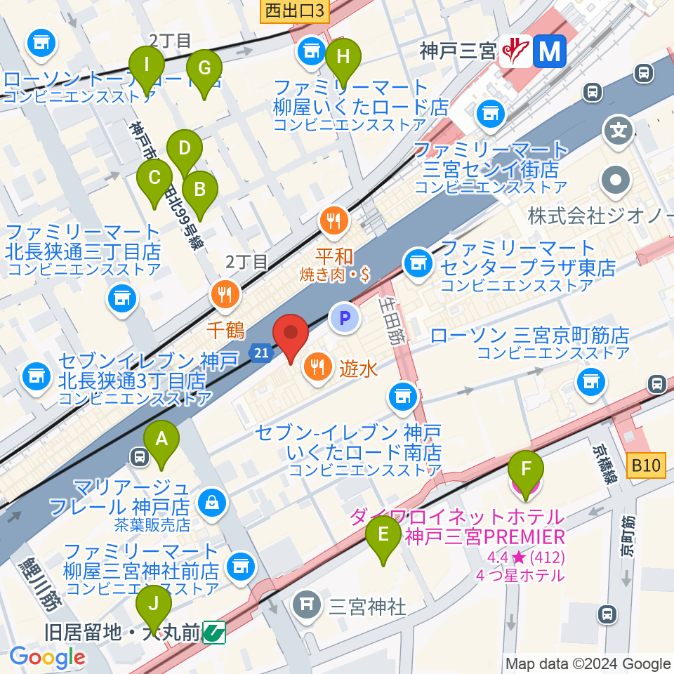 神戸三宮リードマン周辺のホテル一覧地図