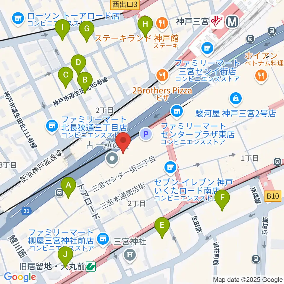 神戸三宮リードマン周辺のホテル一覧地図