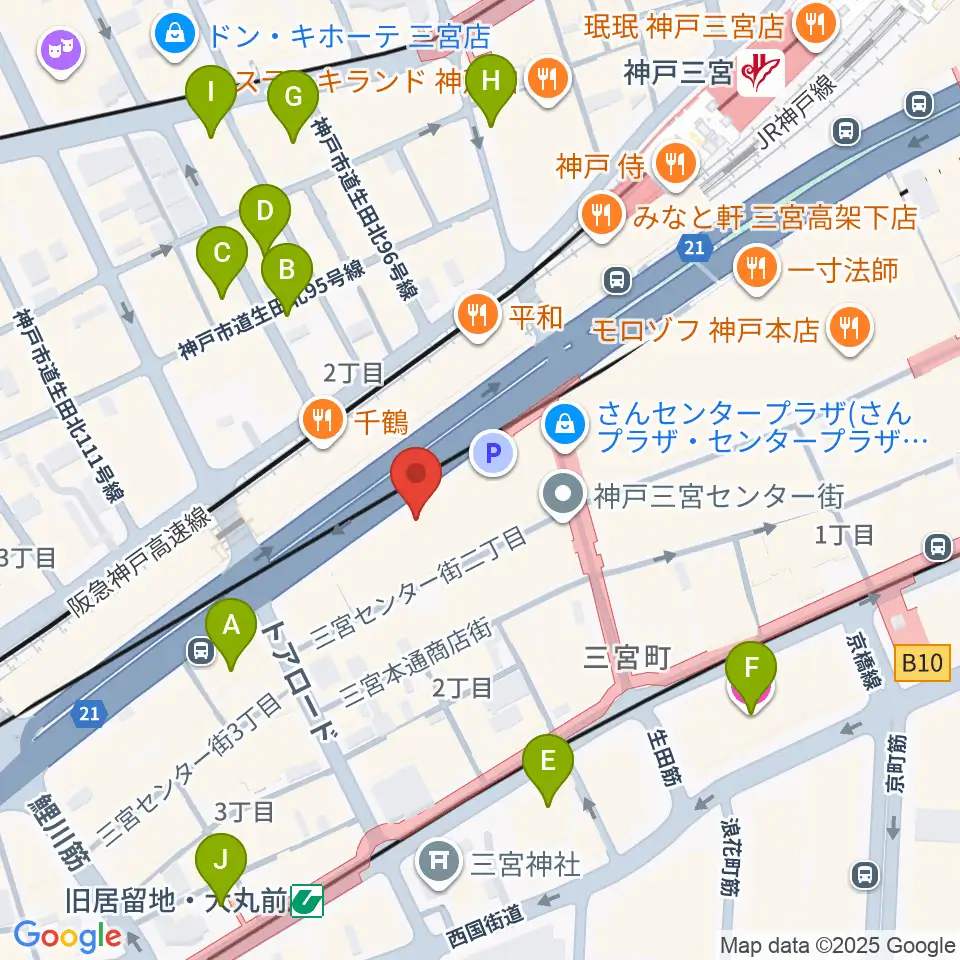 神戸三宮リードマン周辺のホテル一覧地図