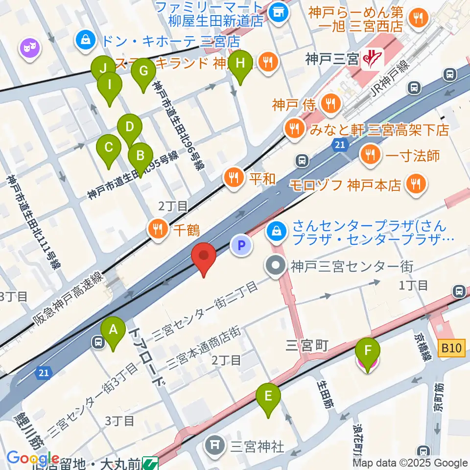 神戸三宮リードマン周辺のホテル一覧地図