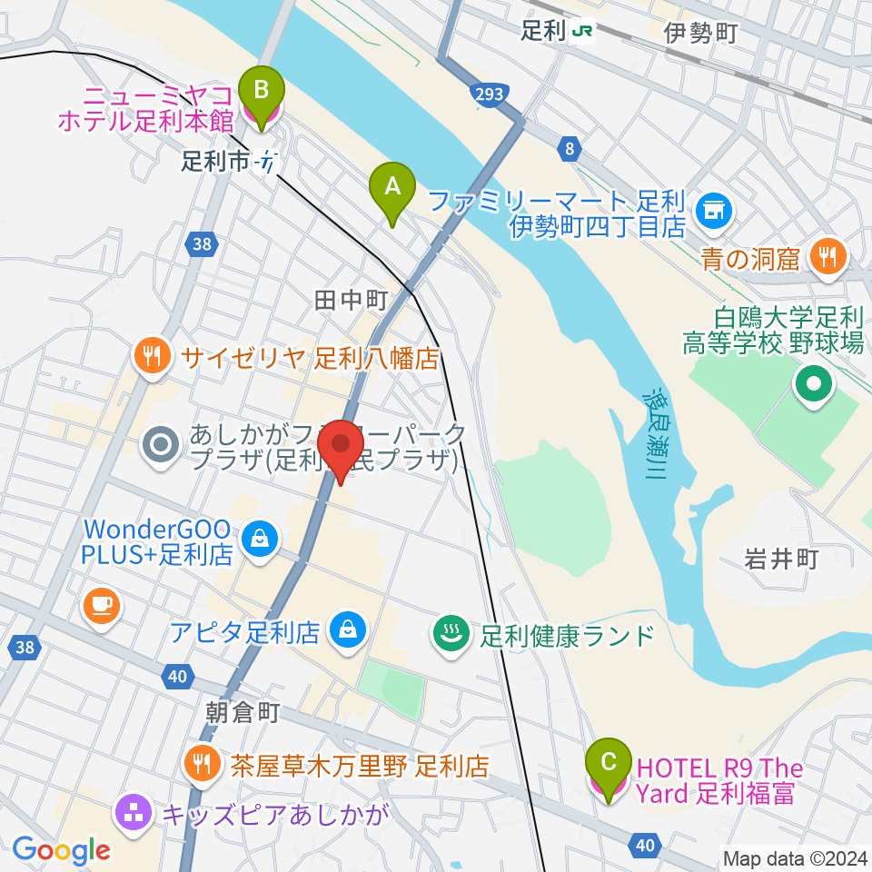 コグレ楽器周辺のホテル一覧地図