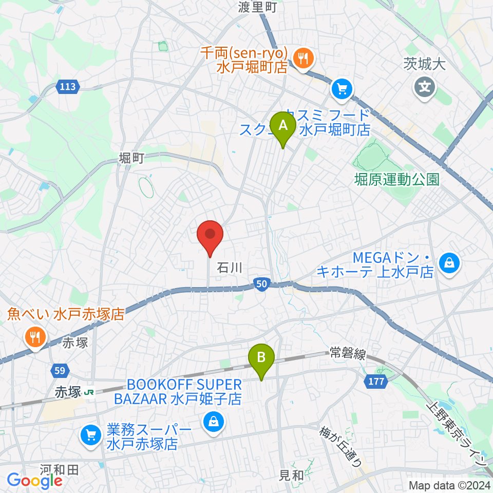 カワイ水戸ショップ周辺のホテル一覧地図