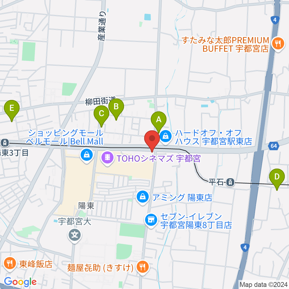 カワイ宇都宮ショップ周辺のホテル一覧地図