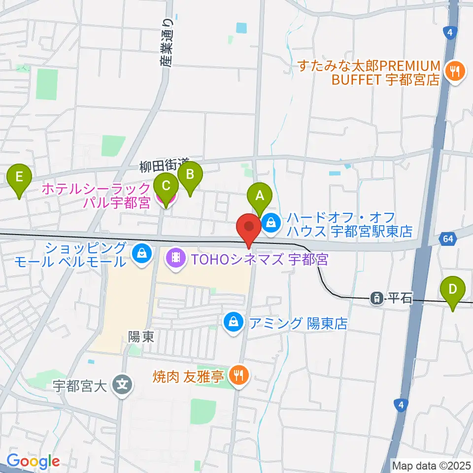 カワイ宇都宮ショップ周辺のホテル一覧地図