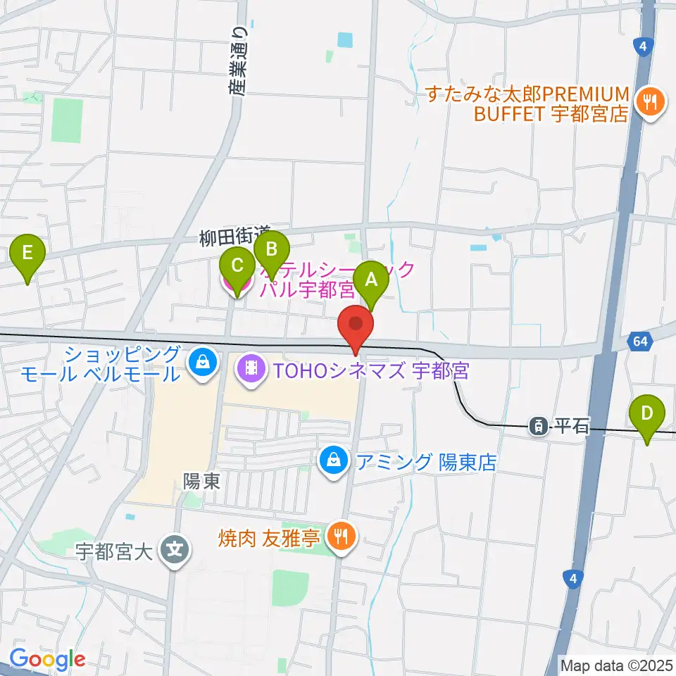 カワイ宇都宮ショップ周辺のホテル一覧地図