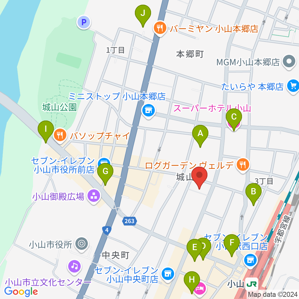 カワイ小山ショップ周辺のホテル一覧地図