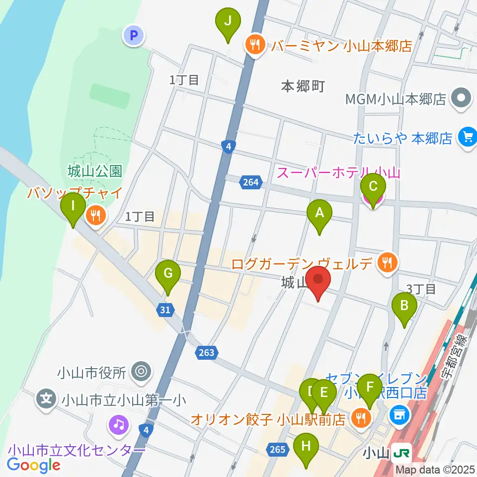 カワイ小山ショップ周辺のホテル一覧地図