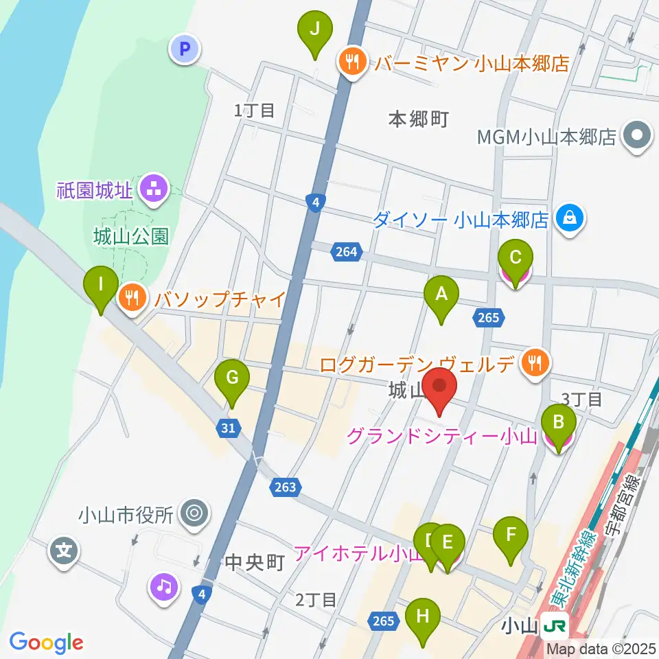 カワイ小山ショップ周辺のホテル一覧地図