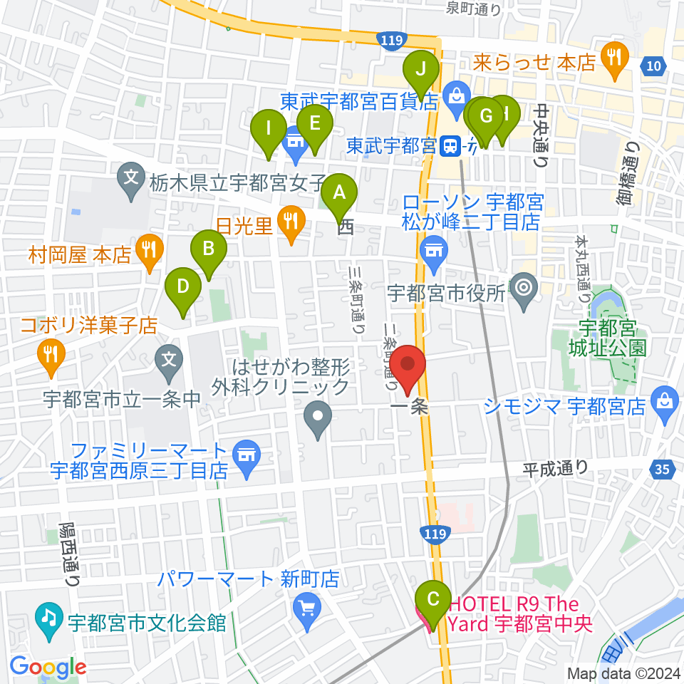アンザイピアノテクニカル・エマ音楽院周辺のホテル一覧地図