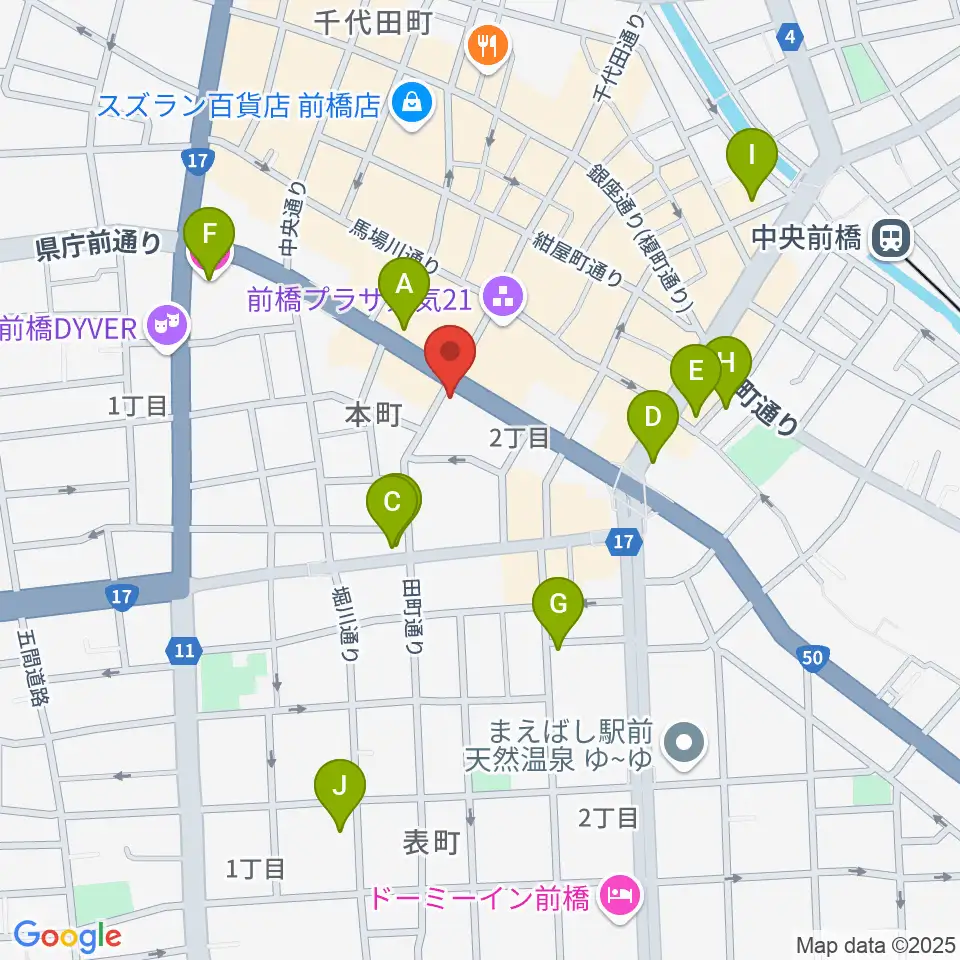カワイ前橋ショップ周辺のホテル一覧地図
