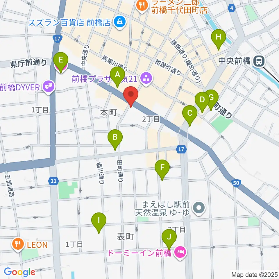 カワイ前橋ショップ周辺のホテル一覧地図